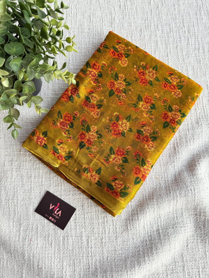 Floral Printed semi chiffon saree