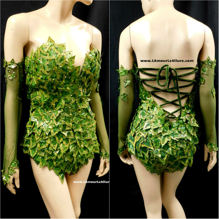 Full Gold Mother Nature Nightshade Botanical Villain Monokini Bodysuit – Handmade Rave Cosplay Halloween Costume