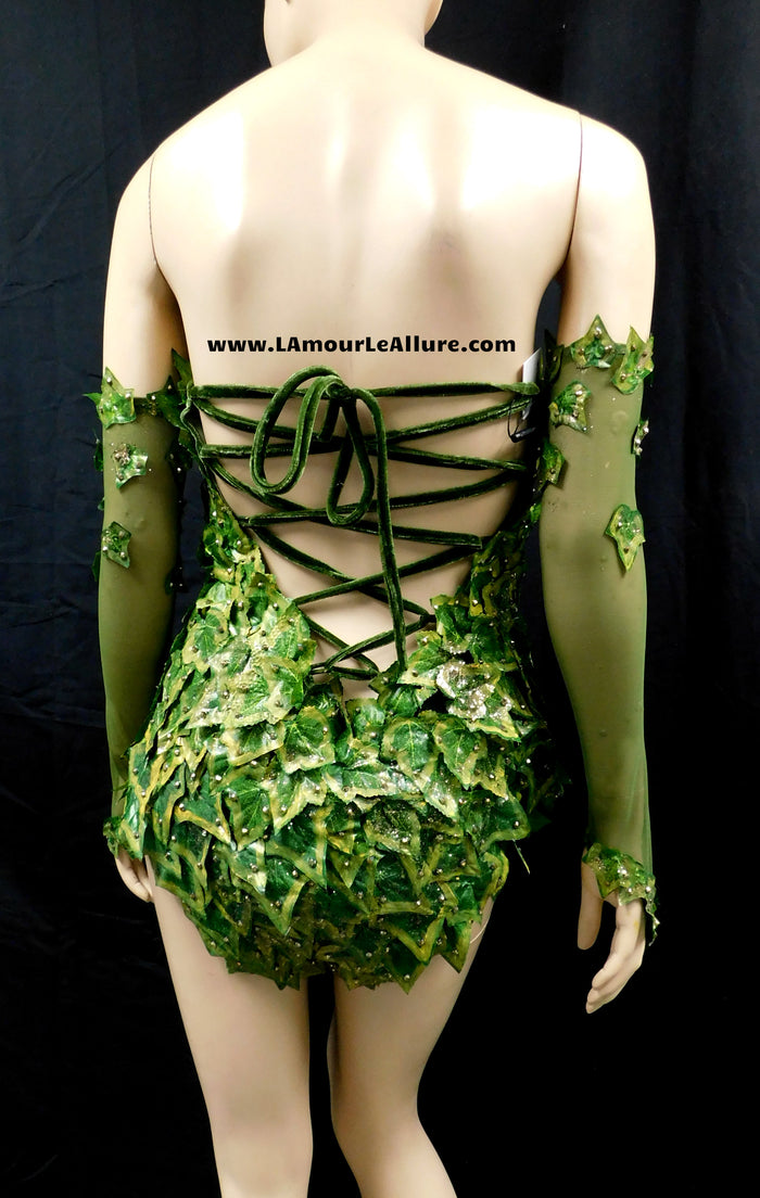 Full Gold Mother Nature Nightshade Botanical Villain Monokini Bodysuit – Handmade Rave Cosplay Halloween Costume