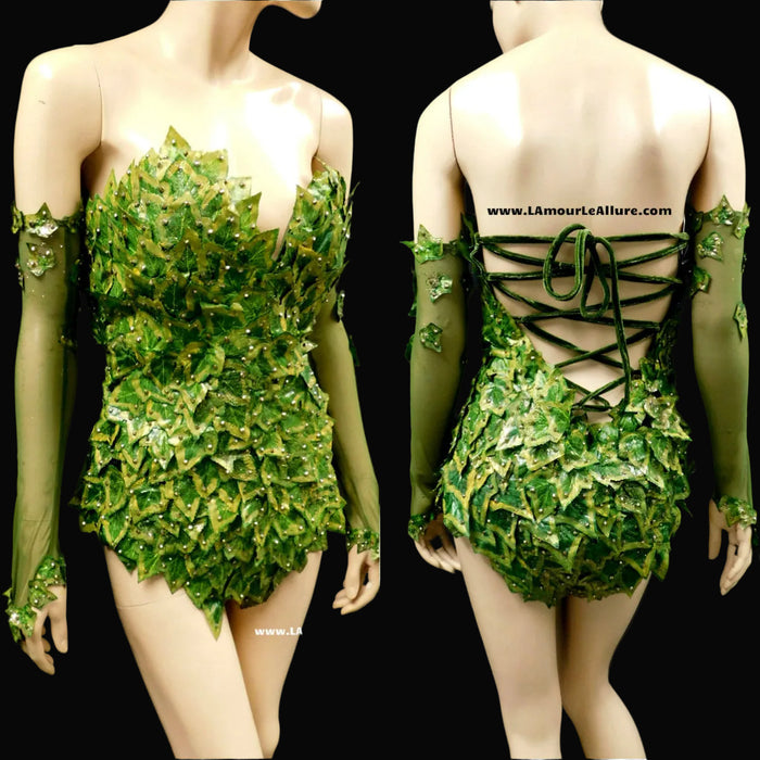 Full Mother Nature Nightshade Botanical Villain Monokini Body Suit Costume Rave Bra Cosplay Halloween