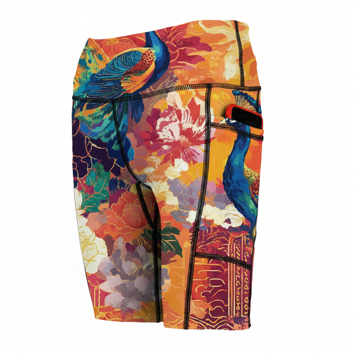 Shorts side with Plumari peacock print