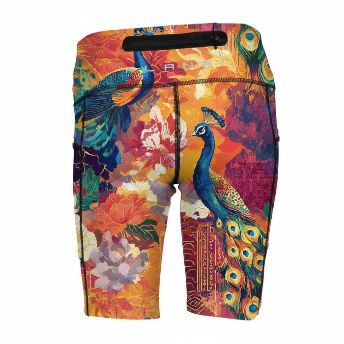 Shorts back with Plumari peacock print