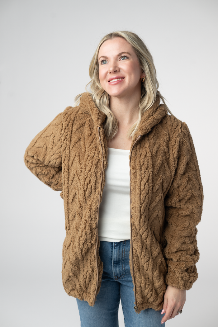 Fuzzy Sherpa Fullzip Hoodie - Maple by Michelle Mae