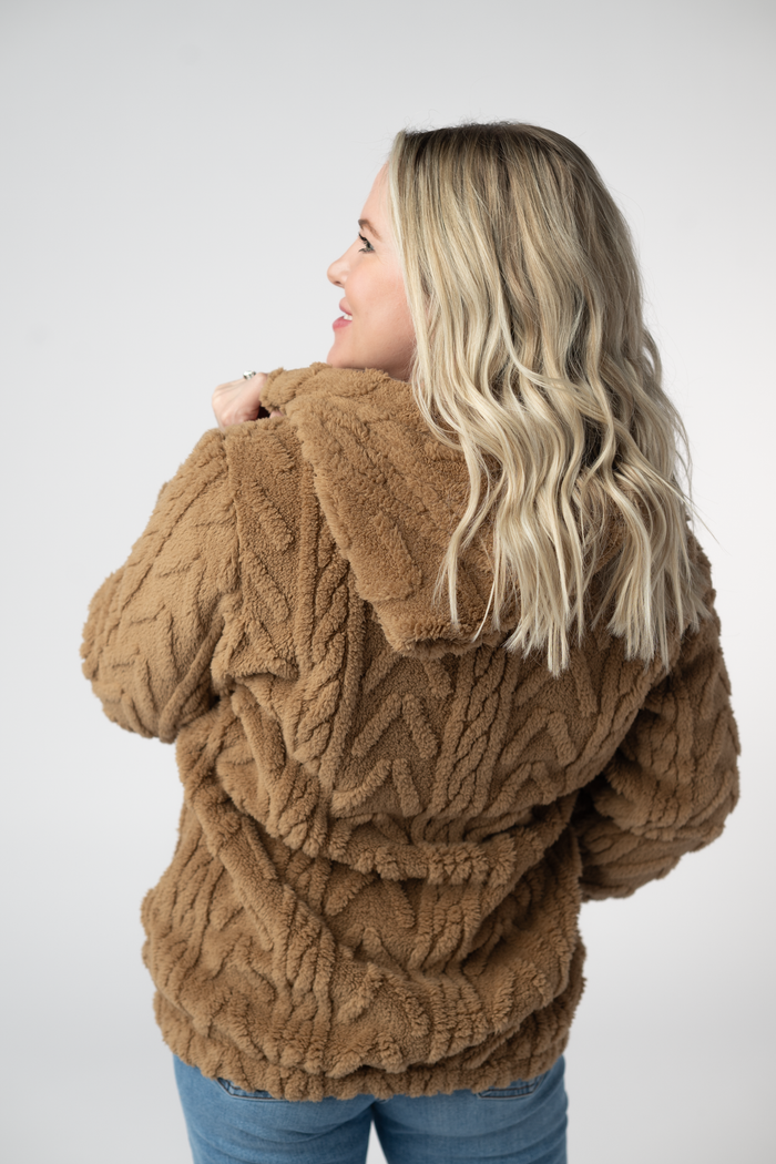 Fuzzy Sherpa Fullzip Hoodie - Maple by Michelle Mae