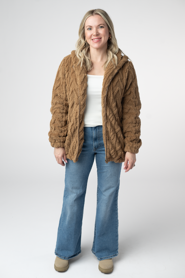 Fuzzy Sherpa Fullzip Hoodie - Maple by Michelle Mae