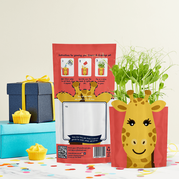 'Gemma' Giraffe Growable Microgreen Greetings Card