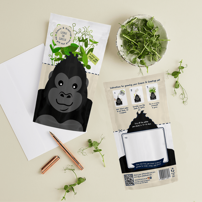 'George' Gorilla Growable Microgreen Greetings Card