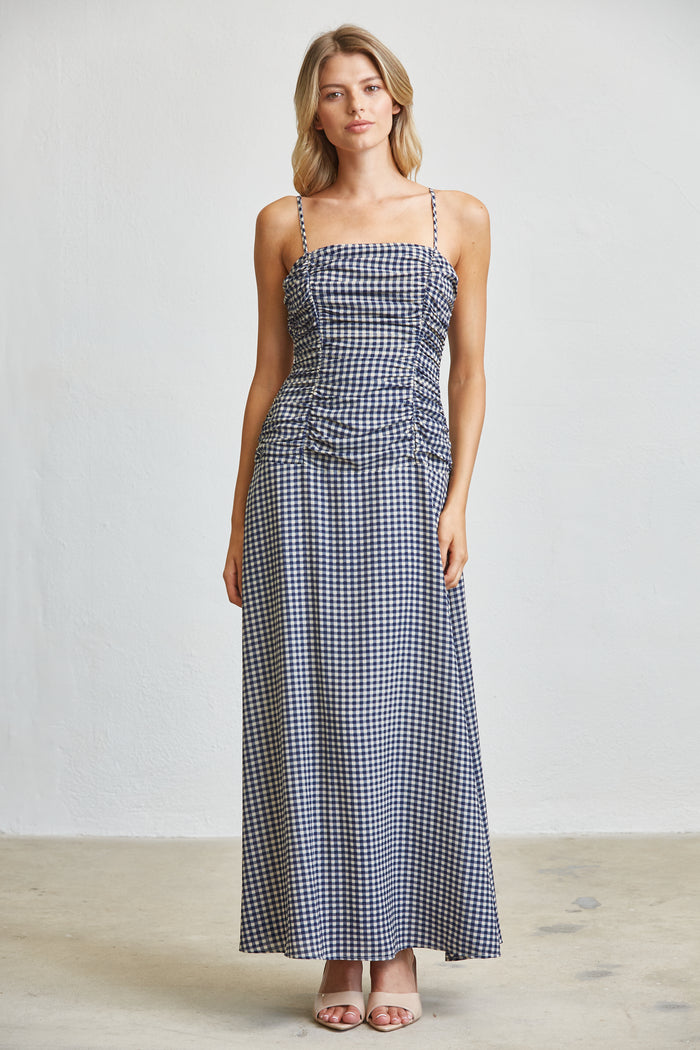 Gingham Ruched Bust Maxi Dress
