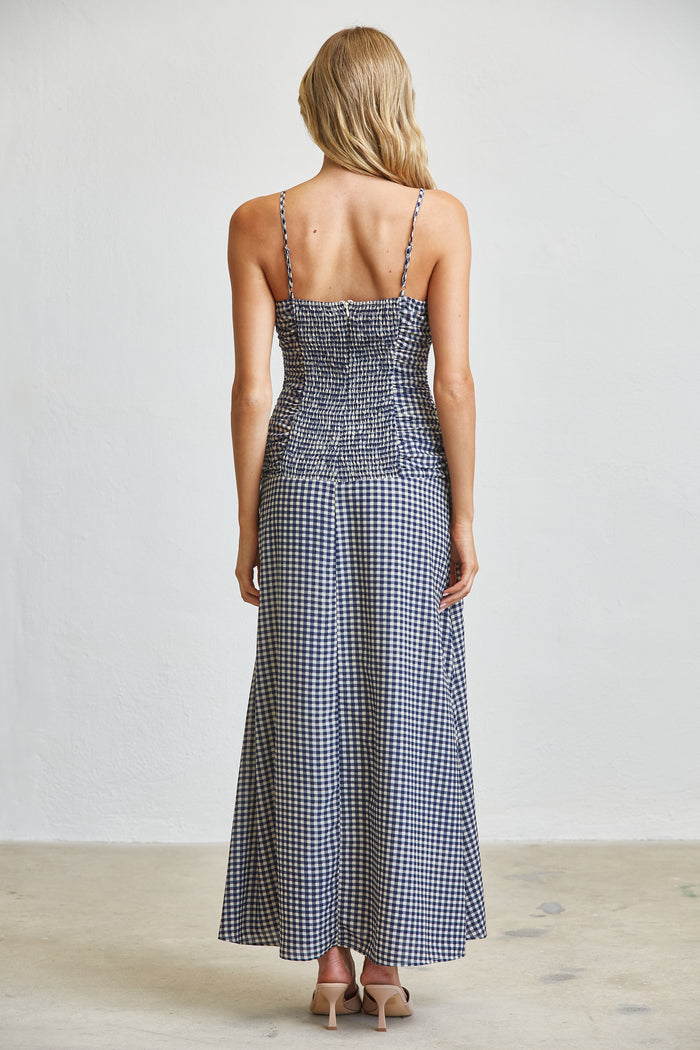 Gingham Ruched Bust Maxi Dress