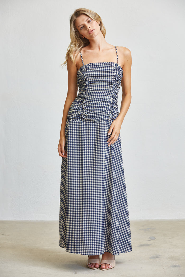 Gingham Ruched Bust Maxi Dress