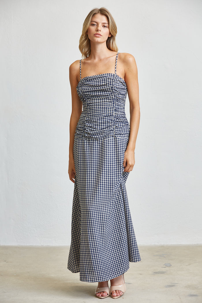 Gingham Ruched Bust Maxi Dress