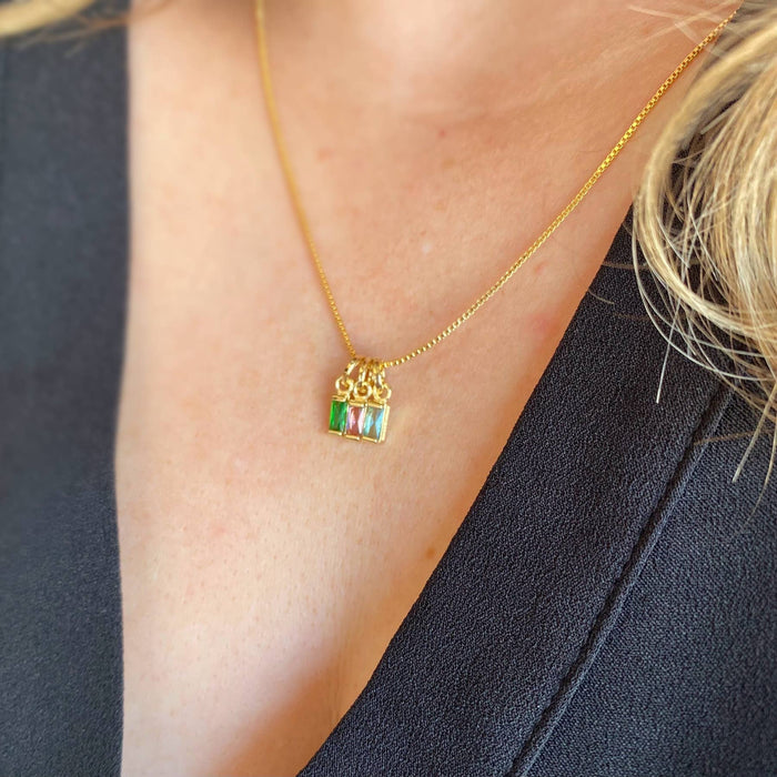 Gold Filled Baguette Birthstone Charms