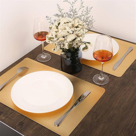 Golden Serving Table Mats 6-Pcs | Washable Placemats