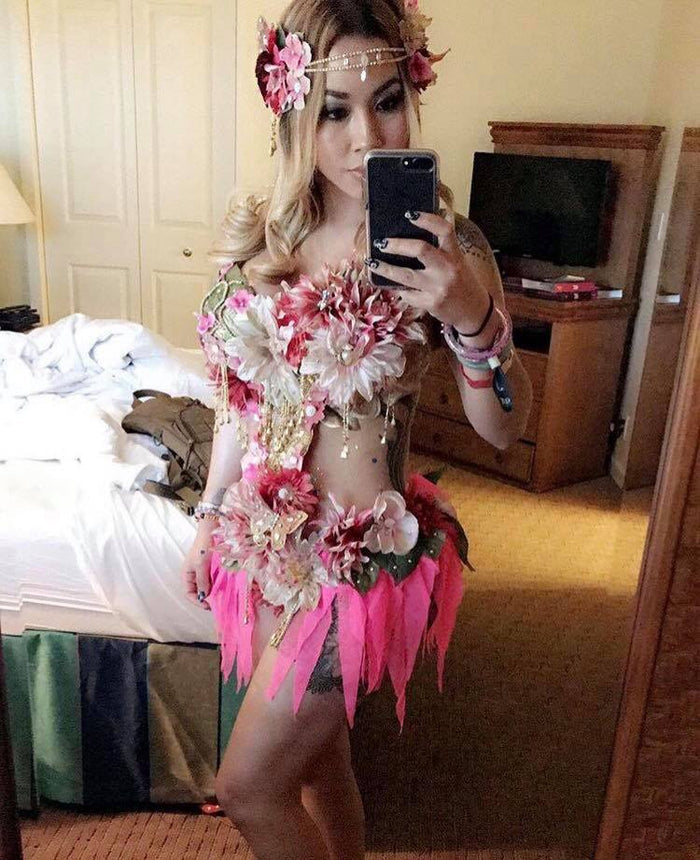 Golden Spring Fairy Goddess Flower Crown Halloween Costume Headband Headpiece Rave