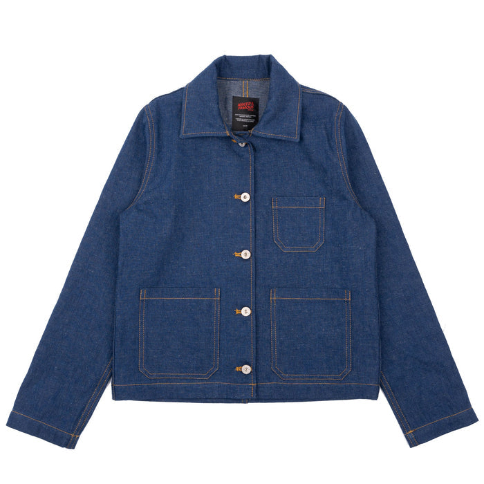 Gracie Jacket - 2x1 Dungaree Nep Denim - Mid Indigo by Naked & Famous Denim