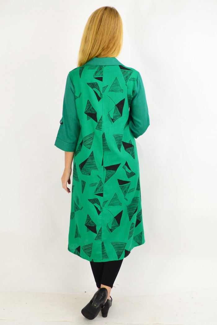 Green and black abstract print tunic dress by Ruby Rain, featuring a stylish, relaxed fit and comfortable fabric.