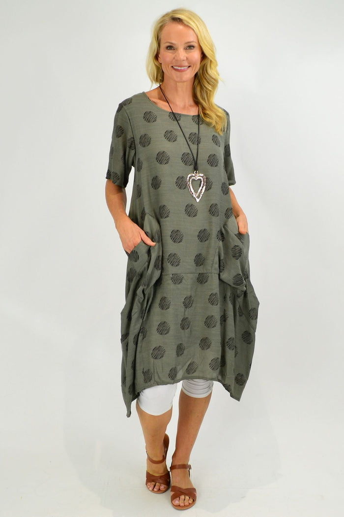 Grey Bubble Tunic Dress by La Mode featuring a relaxed fit, soft fabric, and stylish design perfect for casual wear.