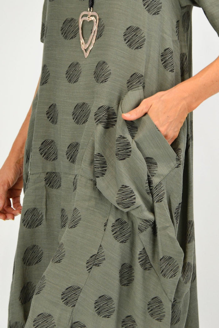 Grey Bubble Tunic Dress by La Mode, showcasing a loose fit, rounded neckline, and relaxed silhouette on a neutral background.