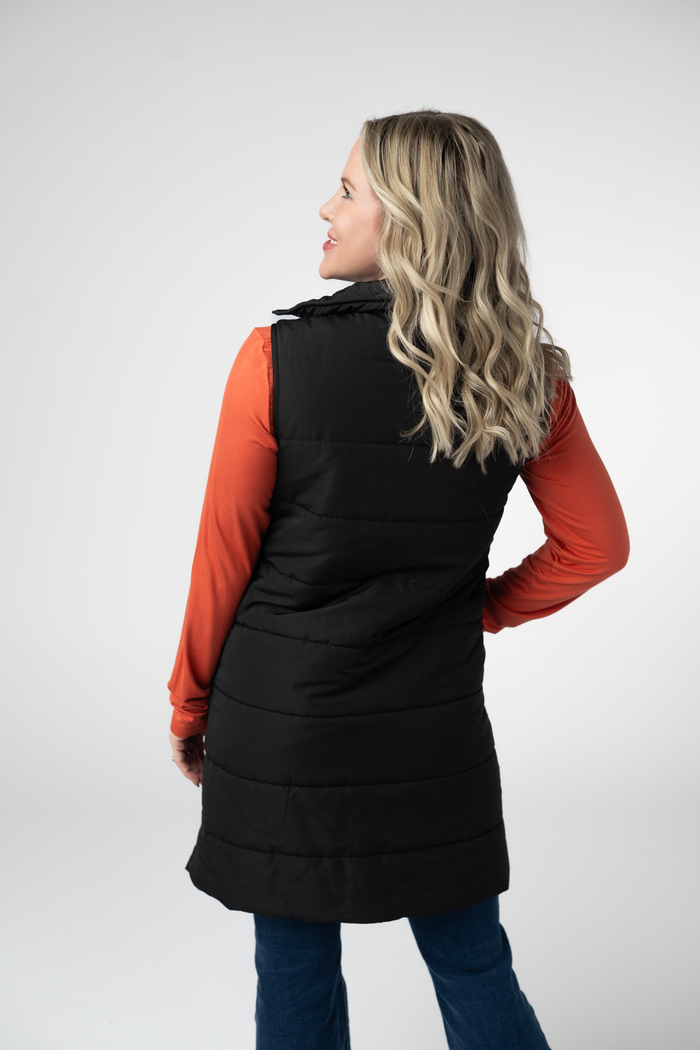 Harlow Long Vest - Black by Michelle Mae