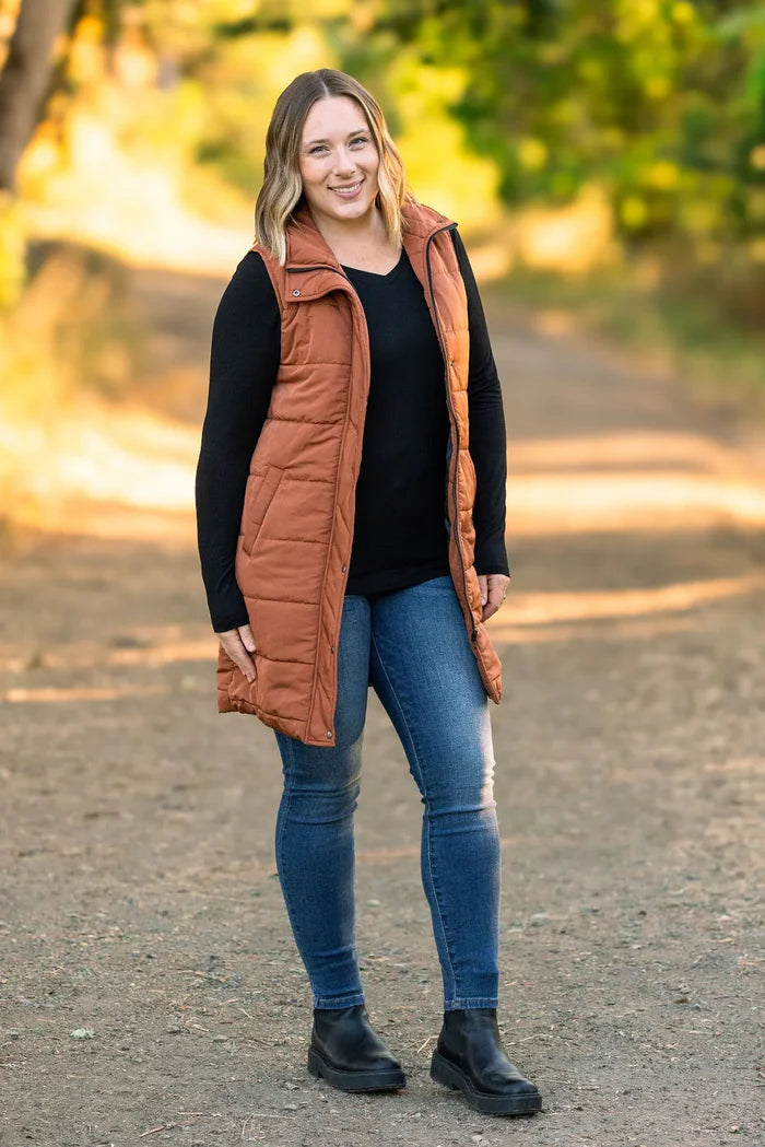 Harlow Long Vest - Cinnamon by Michelle Mae