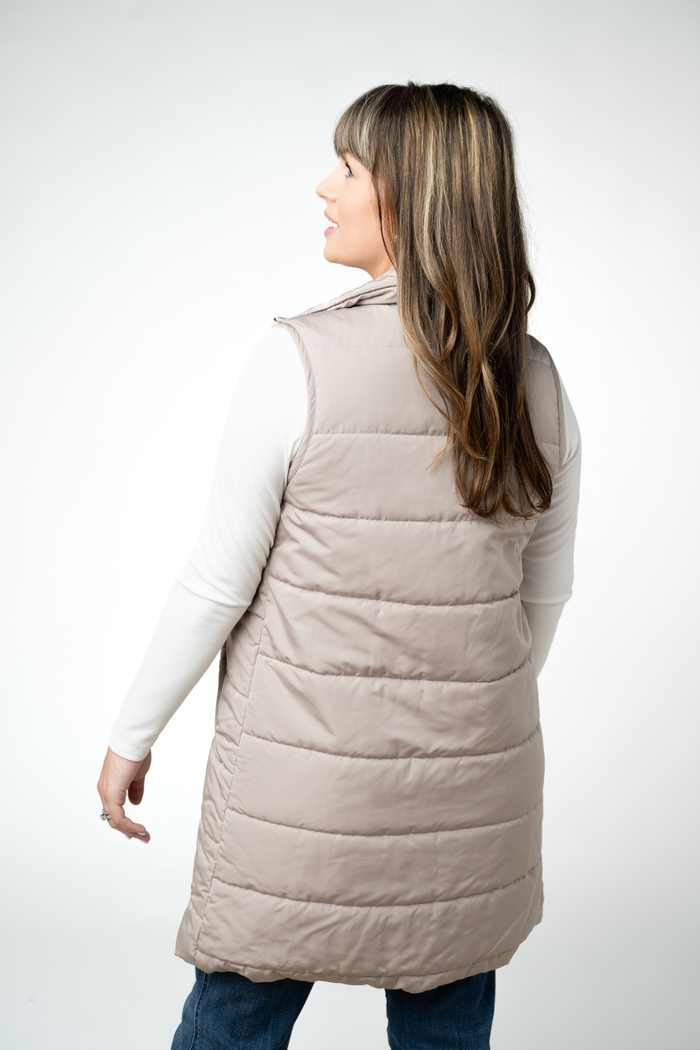 Harlow Long Vest - Latte by Michelle Mae