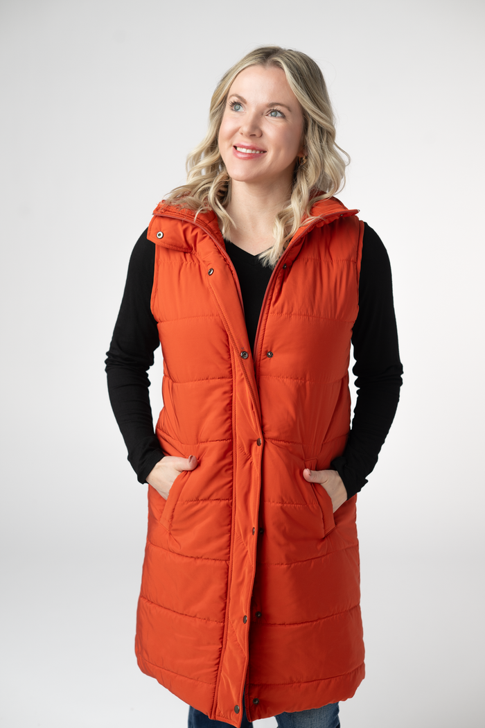 Harlow Long Vest - Pumpkin by Michelle Mae