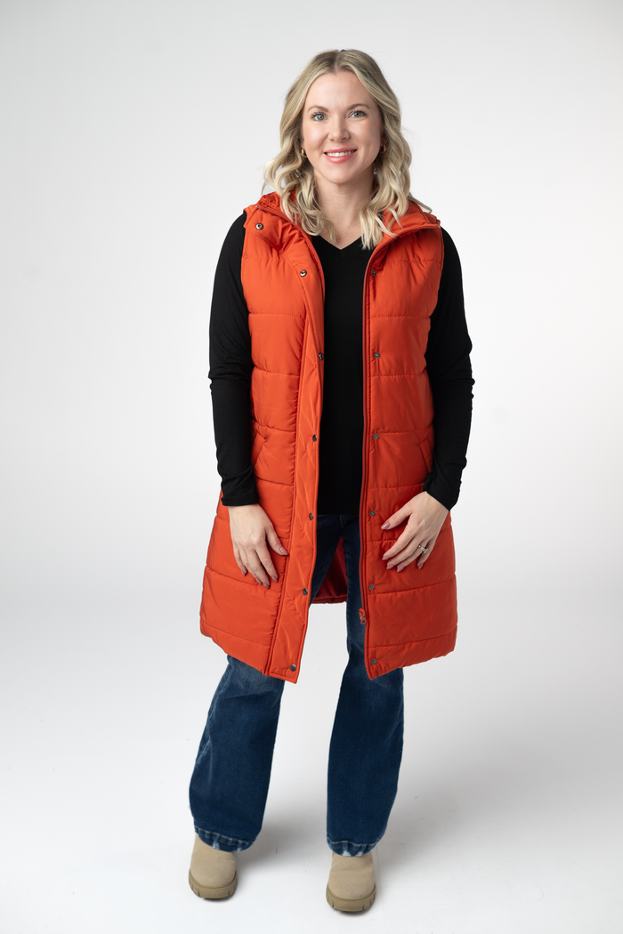 Harlow Long Vest - Pumpkin by Michelle Mae