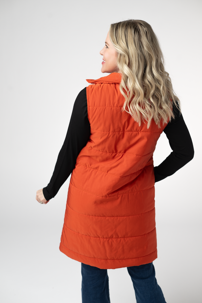 Harlow Long Vest - Pumpkin by Michelle Mae