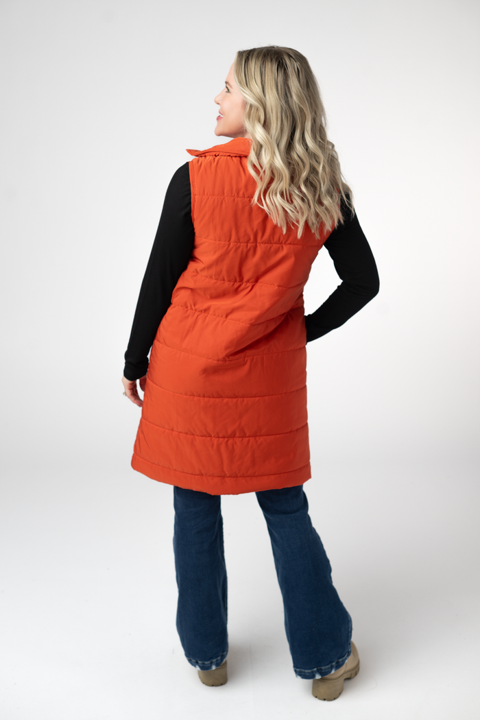 Harlow Long Vest - Pumpkin by Michelle Mae