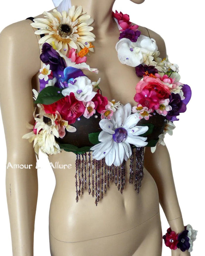 Hula Girl Coconut Flower Bra Dance Costume