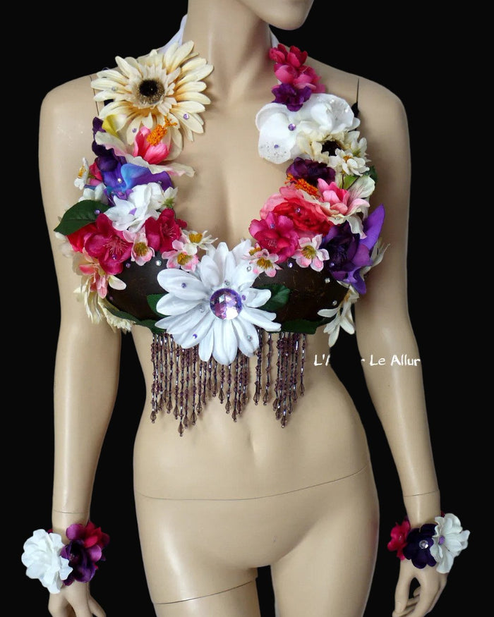 Hula Girl Coconut Flower Bra Dance Costume