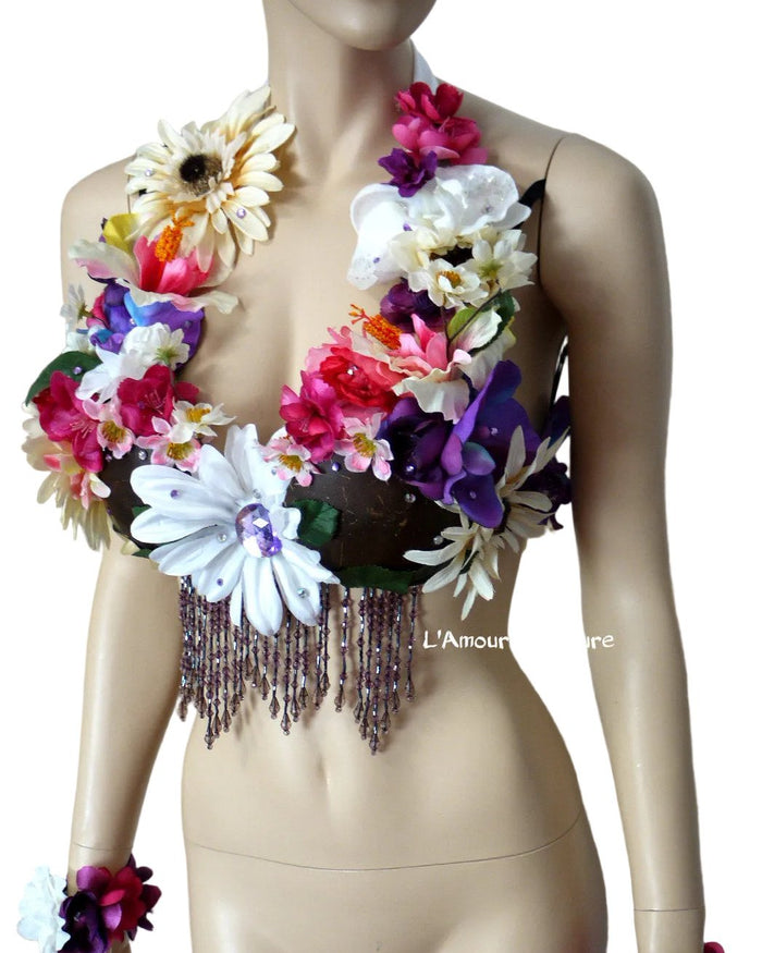 Hula Girl Coconut Flower Bra Dance Costume
