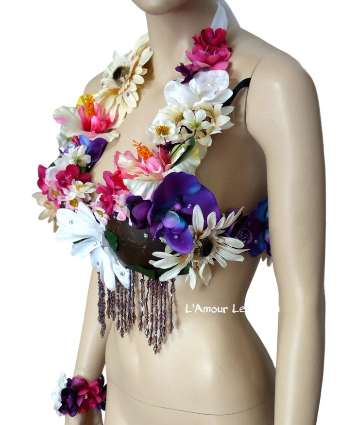 Hula Girl Coconut Flower Bra Dance Costume