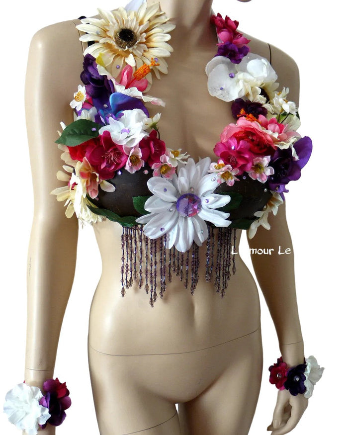 Hula Girl Coconut Flower Bra Dance Costume