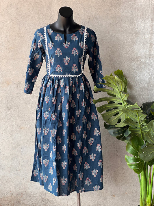 Indigo printed readymade kurti