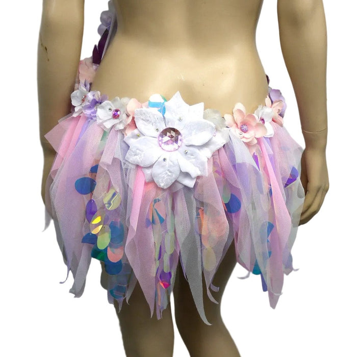 Iridescent Unicorn Pink and Purple Flower Fairy Monokini Costume Dance Rave Halloween