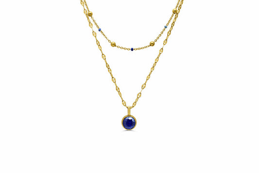 Isla Here's the Skinny Enamel Bella Blues Waterproof Gold Necklace Set