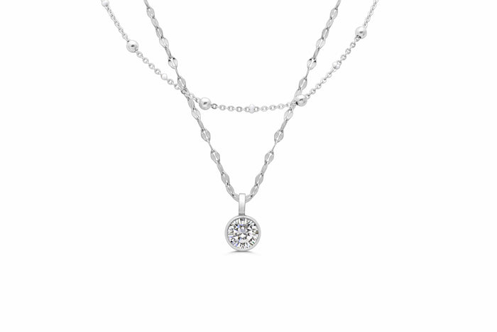 Isla Here's the Skinny Enamel Waterproof Silver Crystal Necklace Set