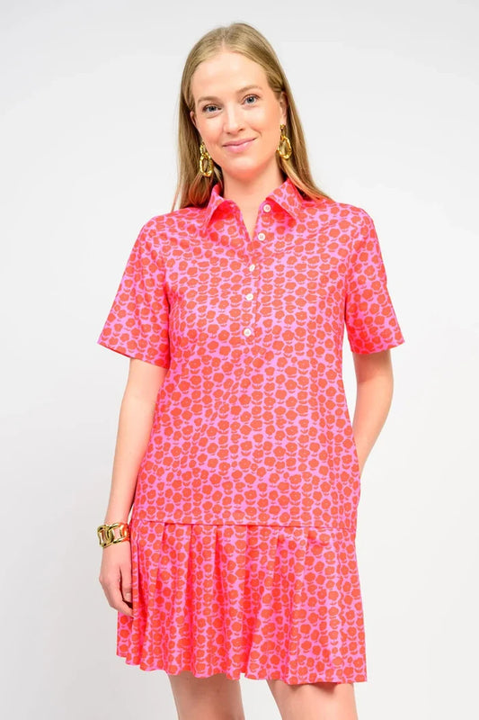 hot pink dress with orange flowers