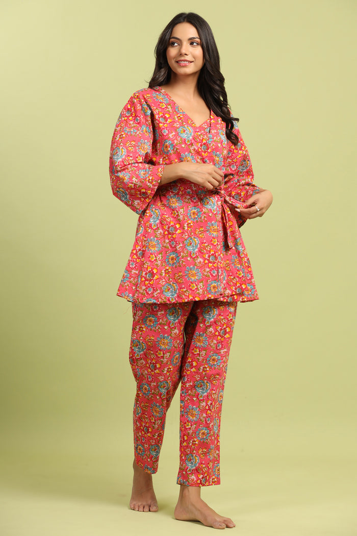 Jaal on Pink Cotton Three Piece Co-ord Set