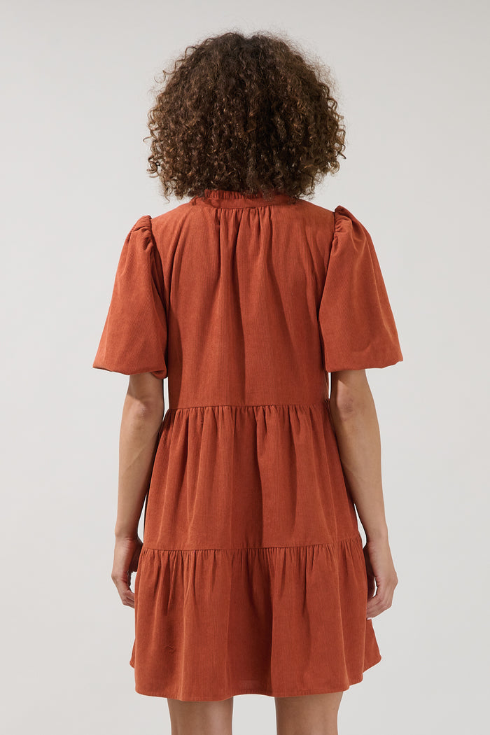 Jacey Babydoll Mini Dress Corduroy