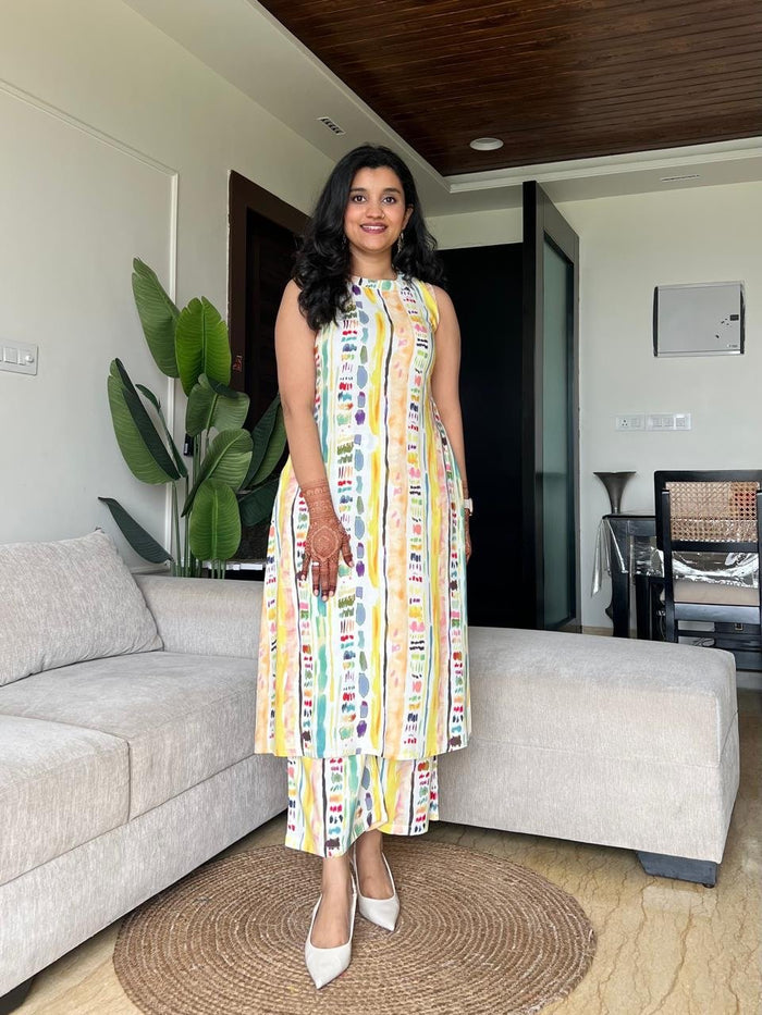 Jasmine Closed Neck Coord Set- Mix Multi