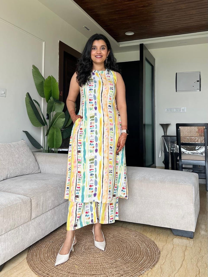 Jasmine Closed Neck Coord Set- Mix Multi
