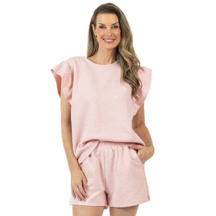 KatyDid Women's Ruffle Sleeve Jacquard Set