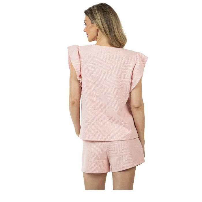 KatyDid Women's Ruffle Sleeve Jacquard Set