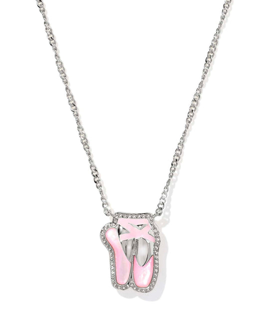 Kendra Scott Ballet Silver Short Pendant Necklace in Blush Mother of Pearl