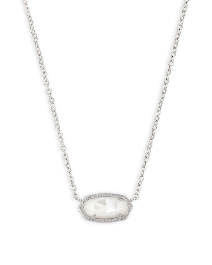 Kendra Scott Elisa Silver Pendant Necklace in Ivory Mother of Pearl