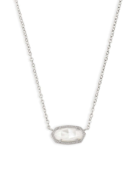 Kendra Scott Elisa Silver Pendant Necklace in Ivory Mother of Pearl