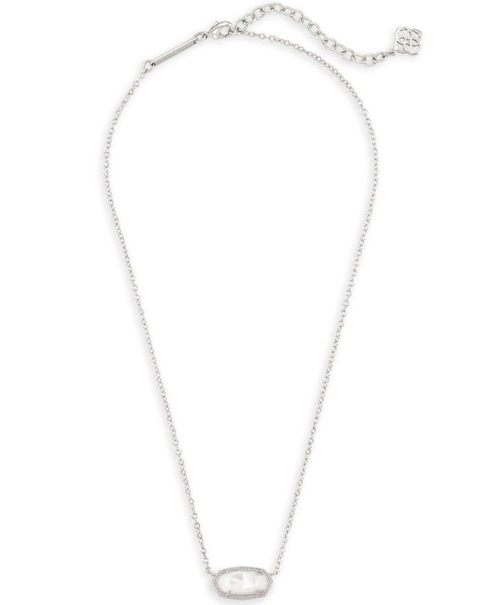 Kendra Scott Elisa Silver Pendant Necklace in Ivory Mother of Pearl