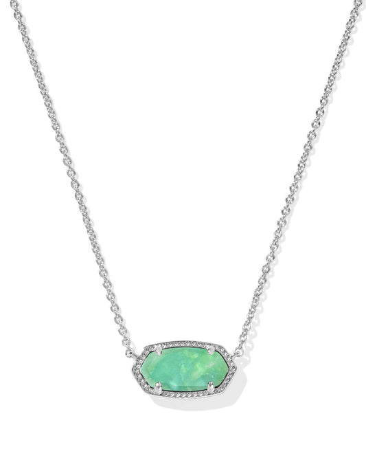 Kendra Scott Elisa Silver Pendant Necklace in Mint Iridescent Abalone